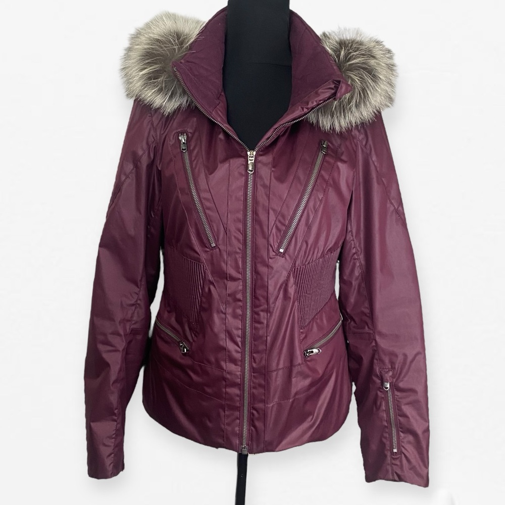 Spyder Women's Plum Purple Winter Ski Jacket with Genuine Fur Hood 10